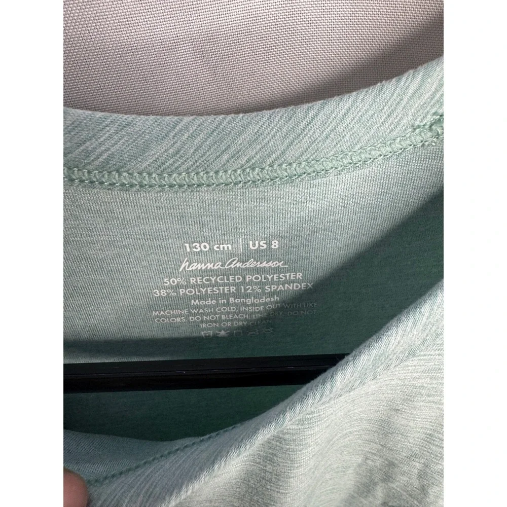 Hanna Andersson Girls Size 8 Green Space Dye Peplum Racerback Active Tank Top